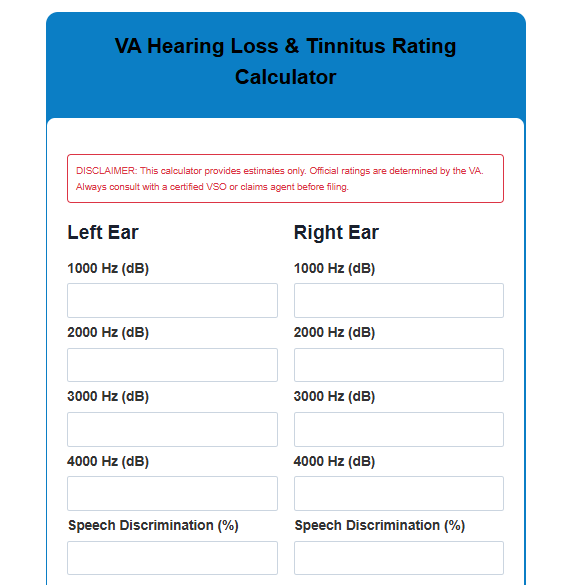 VA Hearing Loss Rating Calculator | Estimate Your Benefits