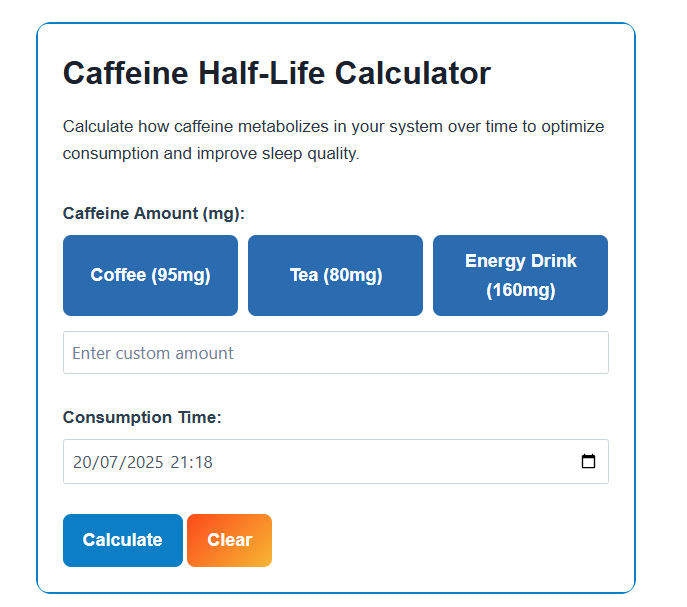 caffeine half-life calculator