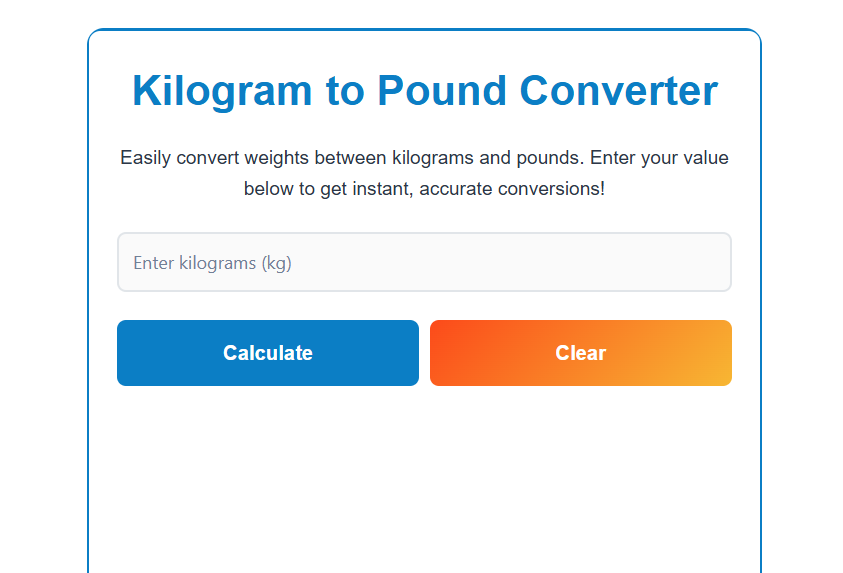 Convert kg to lbs Instantly | Fast & Accurate Calculator kg to lbs calculator