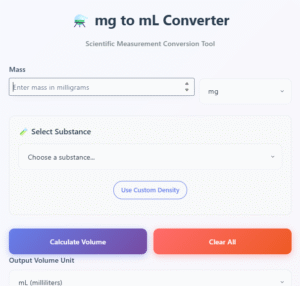MG to ML Converter | Accurate Density-Based Calculation Tool mg to mL Converter